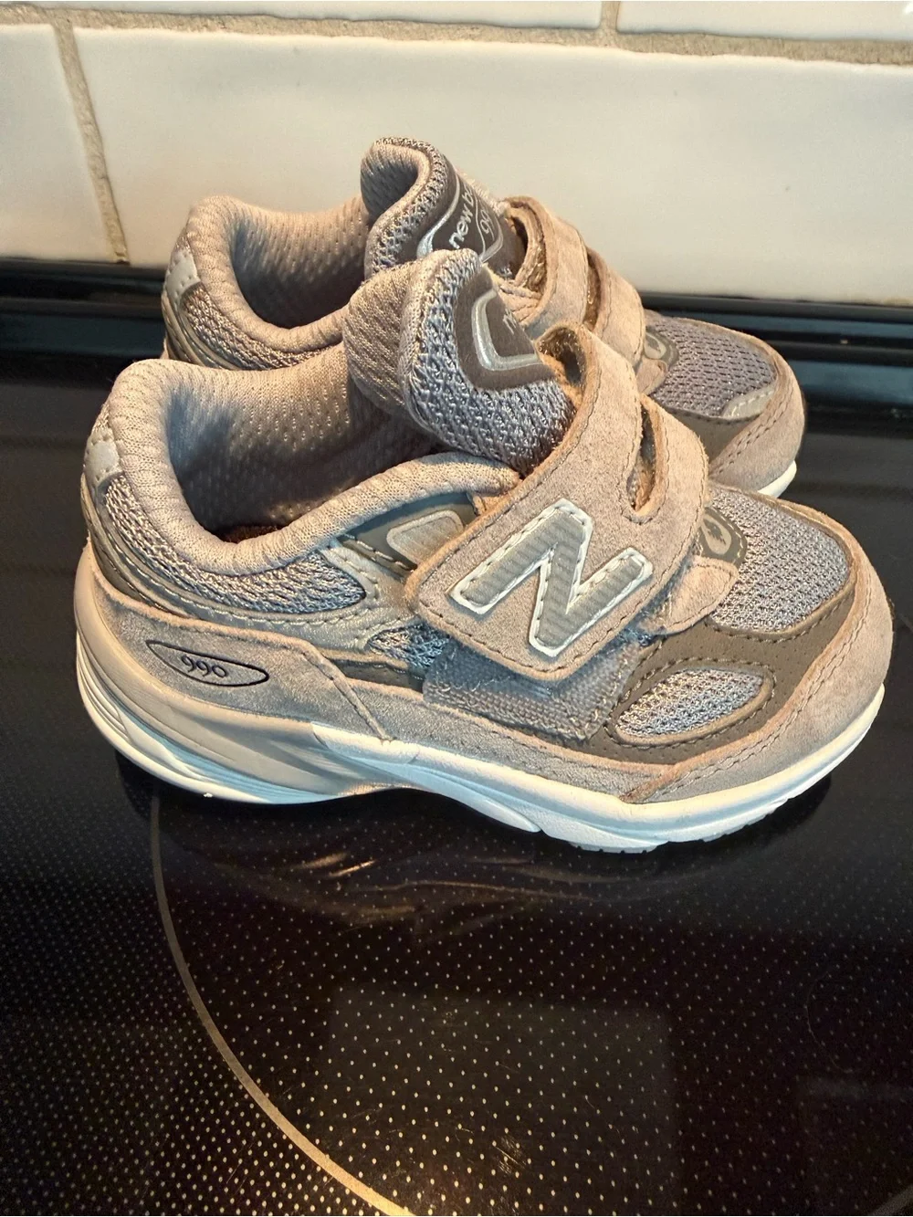 New Balance Kids Gray Velcro Athletic Sneakers